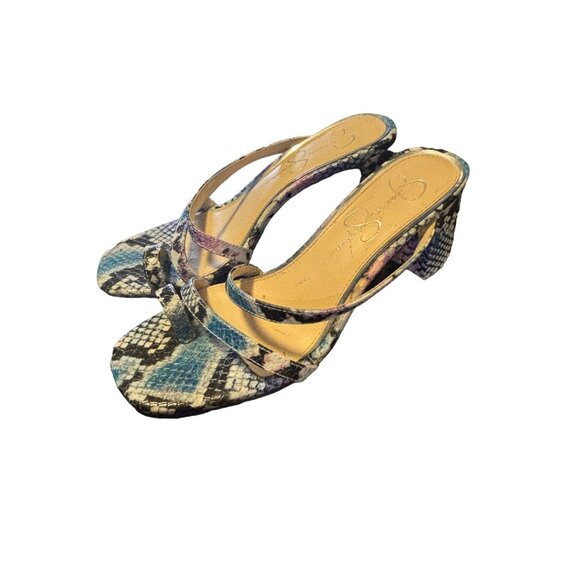 Jessica Simpson Blue Black White Snakeskin Heels Size 6M - Picture 2 of 10